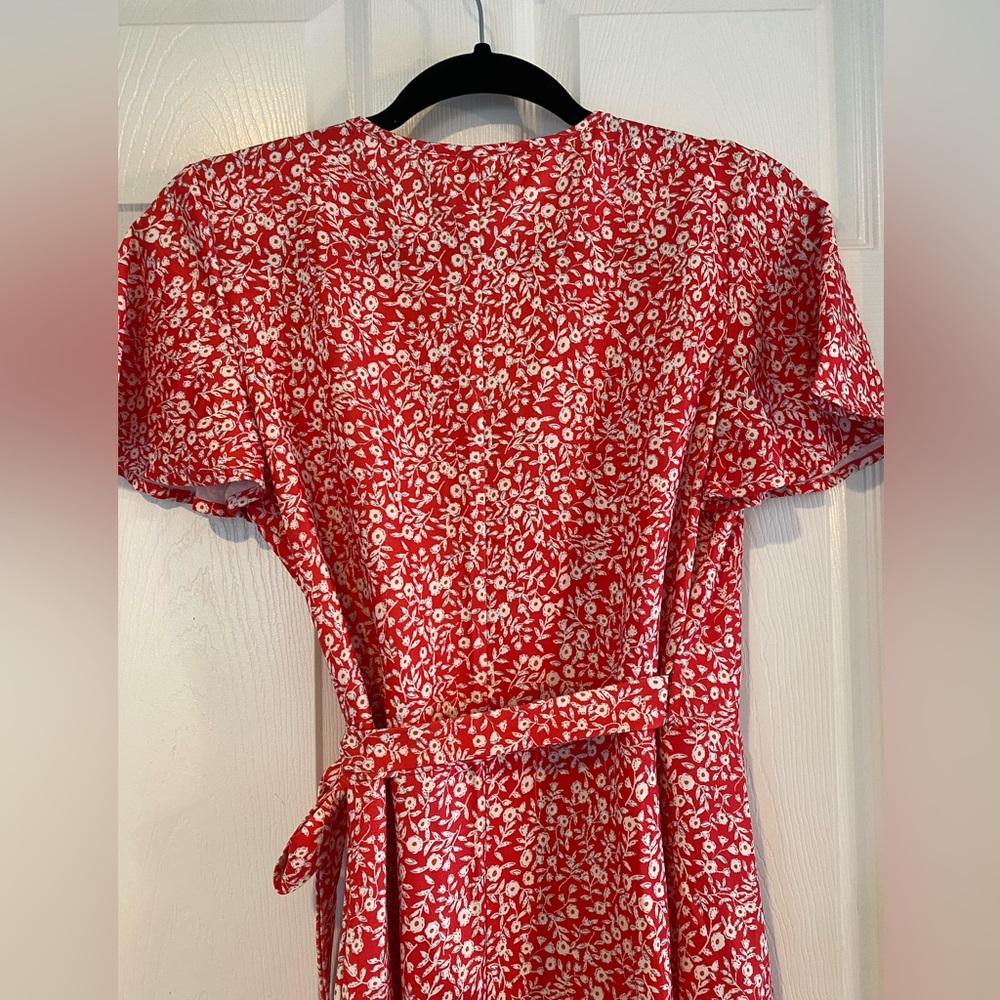 Naggoo Red Ditsy Floral Wrap Ruffle sundress size small - Picture 7 of 14